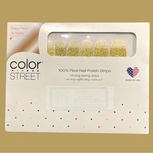 Color Street Nail Polish Strips GOLDEN GIRLY RETIRED Clear Gold Glitter Dipped
